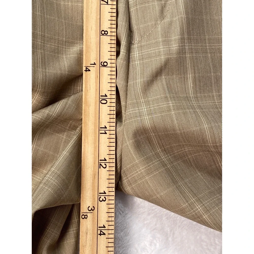 Giorgio Fiorelli Mens Tan Plaid Pleated Wide Leg Dress Pants 62016 Size 34 NWT‎